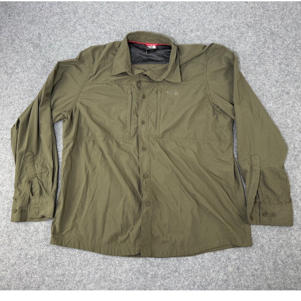 The North Face Men's Nylon Stretch Long Sleeve Button Up Shirt Olive Green XL